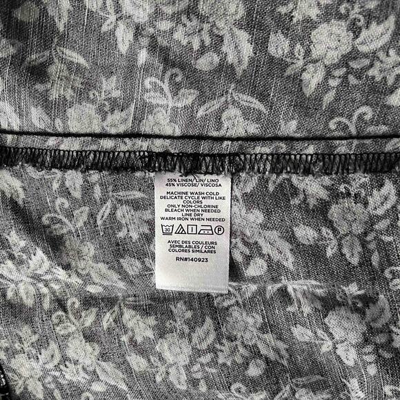 Womens Loft V-Neck Button Mini Shift Dress Black Floral Print Linen-Blend Size 8 - Picture 5 of 7
